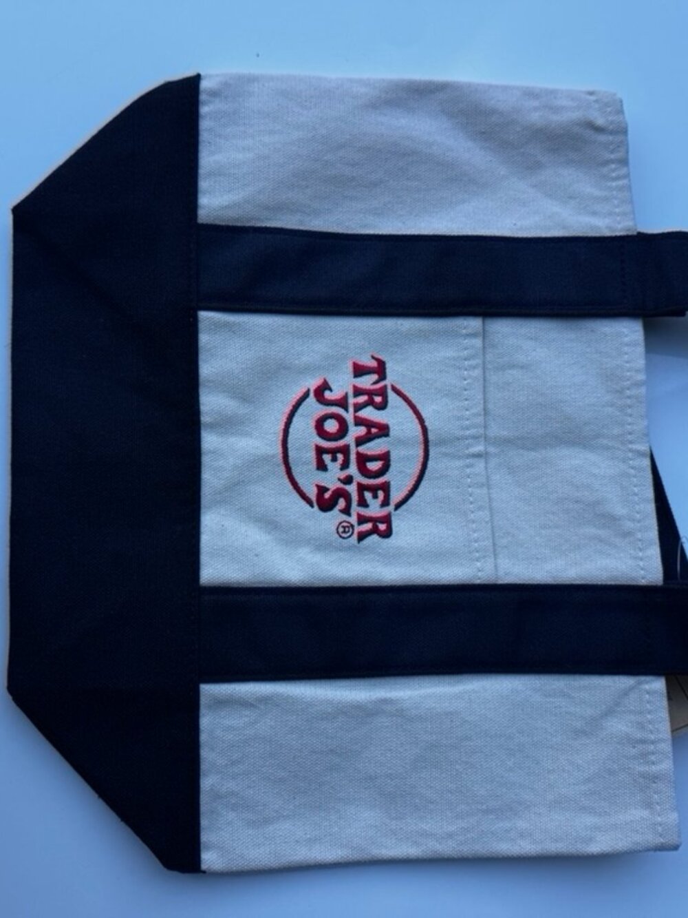 Trader Joe's Mini Canvas Tote Bag Navy Blue NWT